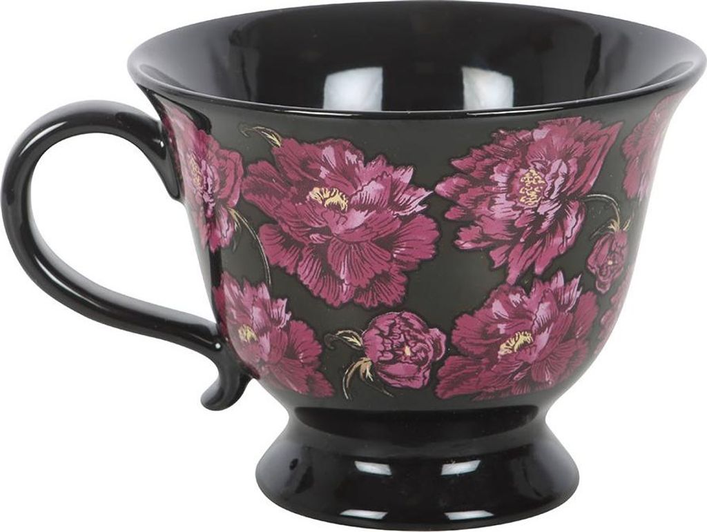 Something Different - "Dark Romance" Teetasse, Floral, 320ml SD10779 (Einheitsgröße) (Violett/Samtschwarz)