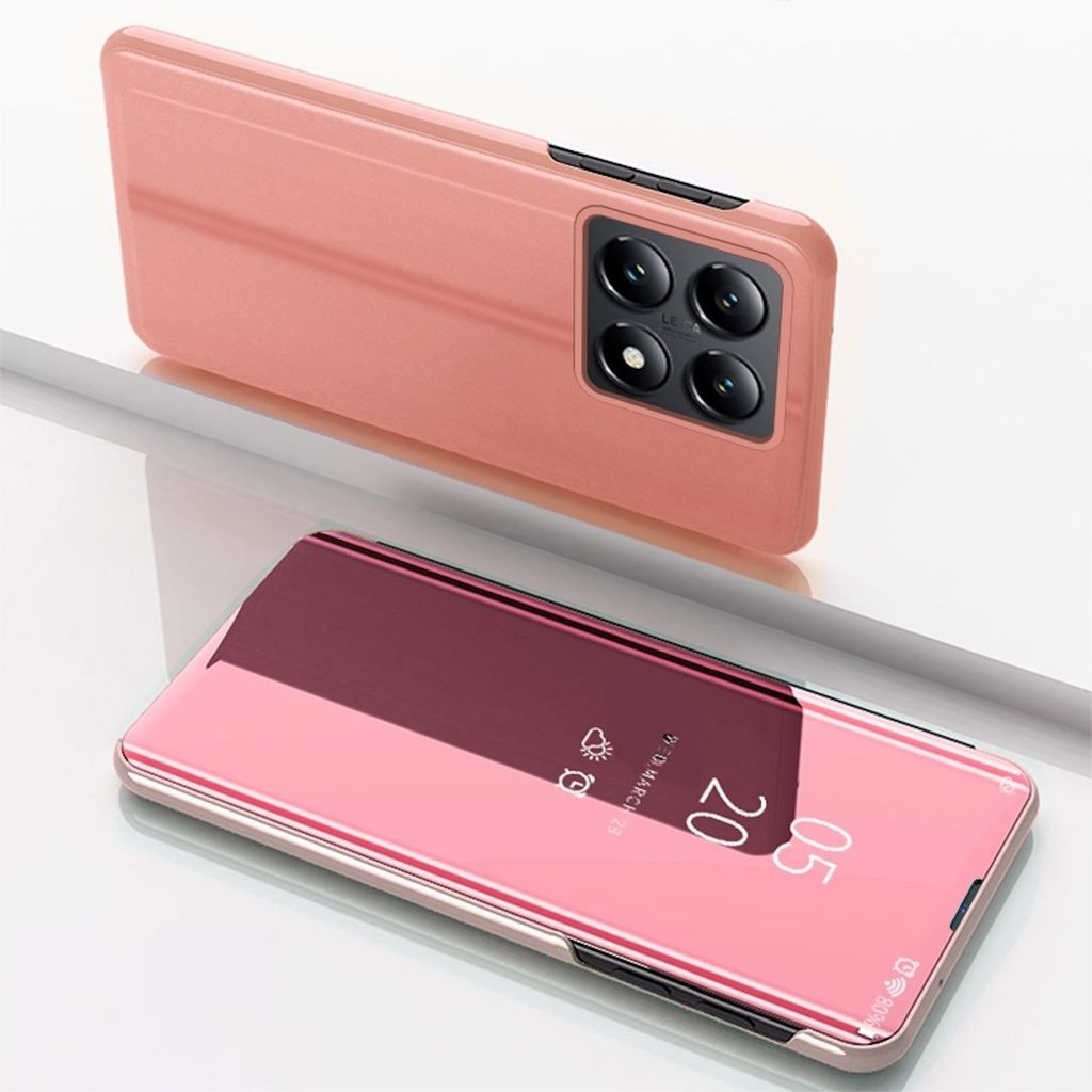 Für Xiaomi 14T View Spiegel Handy Smart Cover Wake UP Funktion Case Pink