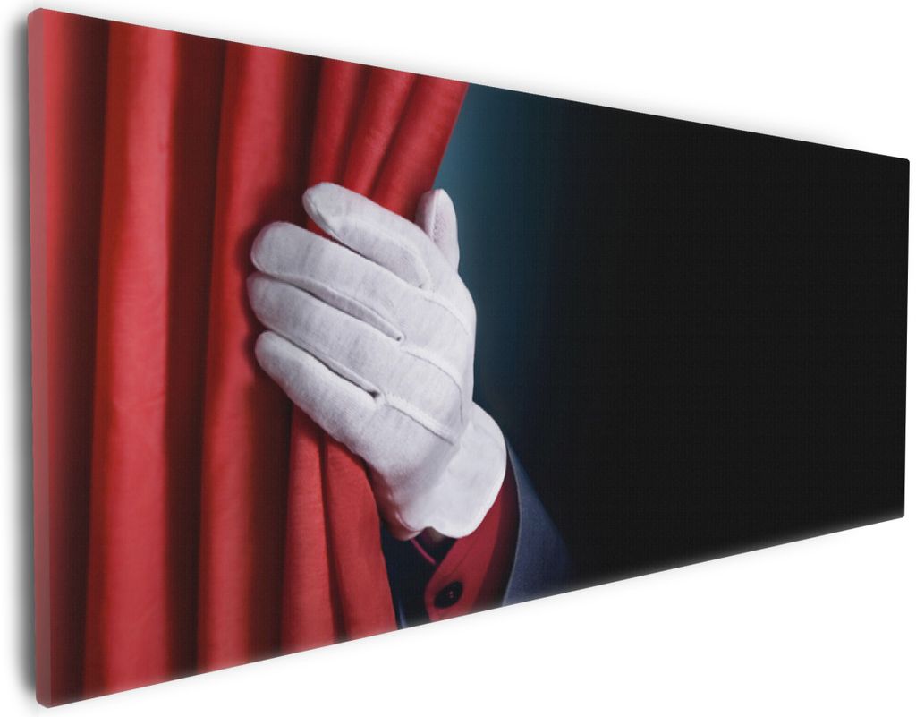 Wallario Premium Leinwandbild Vorhang auf! von rechts in Größe 30 x 75 cm