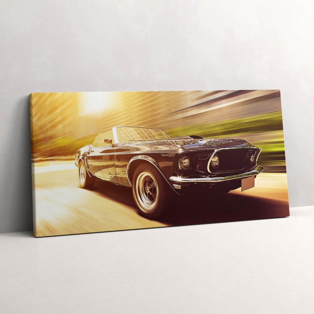 Oldtimer während der Fahrt – Leinwandbild Wandbild – 140x70 cm – Leinwandbilder – Wandbilder – Schlafzimmer – Flur