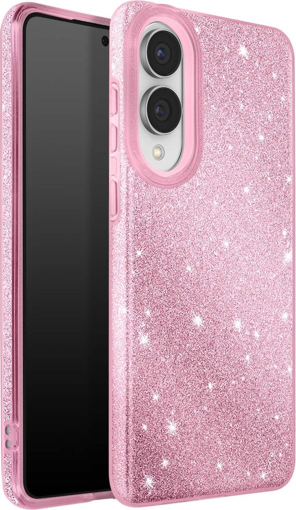 Avizar, Hülle Galaxy S25 Edge Bi-Material mit glitzernder Oberfläche, Rosa
