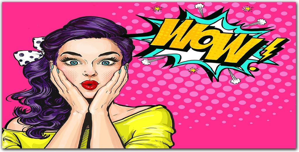 Coloray - Bild aus Glas - Glasbilder - 100 x 50 cm - Gehärtetes Glas Glasblock mit Bild Wohnzimmer Küche Dekoration Wanddekoration - Frauen Comics