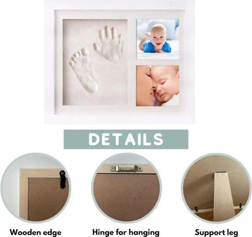 Cadre photo empreintes bébé pâte haute qualité sans fissures kit complet
