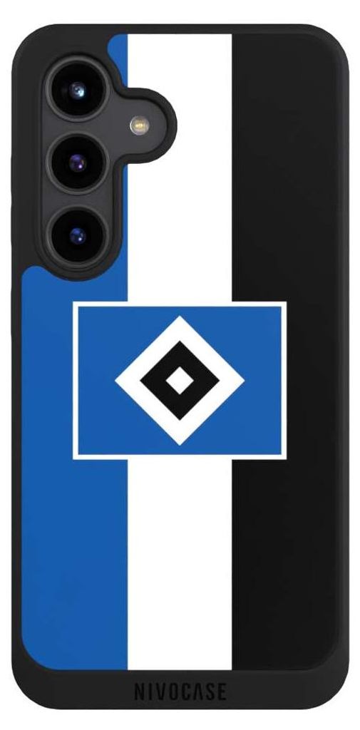 NIVOCASE Handyhülle für Samsung Galaxy S24 Hülle NIVOpure Case Schwarz HSV Hamburger SV Streifen