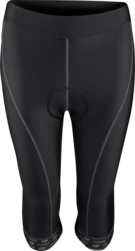 FORCE kraťasy LADY BIKE 3/4 do pásu s vložkou, čierne Obrázok produktu