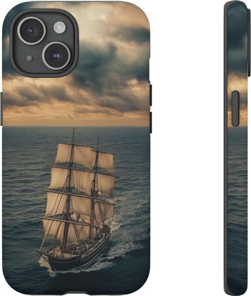 Segelschiff auf stürmischer See – Hülle Kompatibel mit iPhone 15