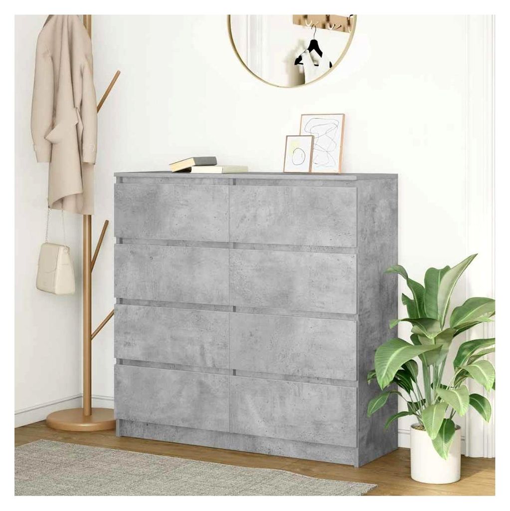 Küchenschrank mit Arbeitsplatte und Schubladen, Aufbewahrungsschrank für Küche und Esszimmer, Betongrau, 100x35x99 cm, Holzwerkstoff