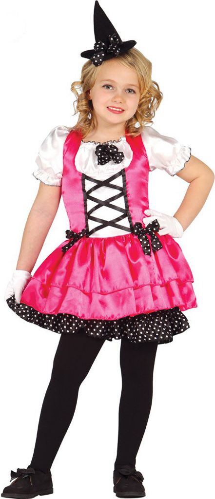 rosa Hexen Kleid Kostüm für Mädchen Gr. 98-134, Größe:110/116