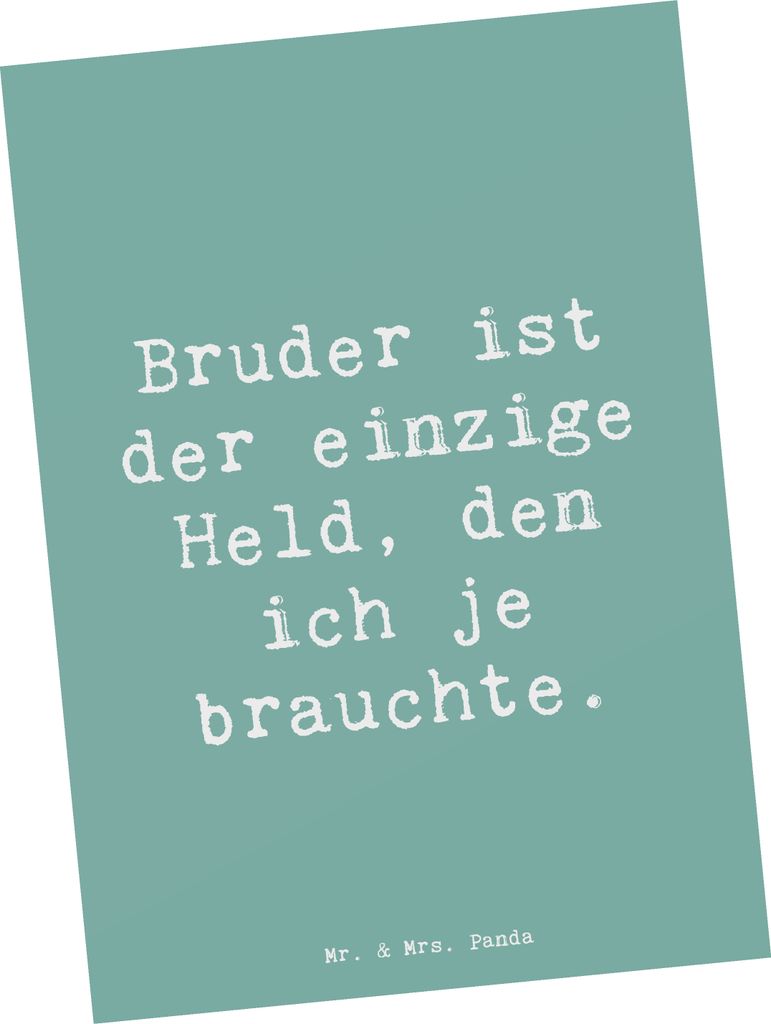 Mr. & Mrs. Panda Postkarte Spruch Bruder Held - Meeresbrise - Geschenk, Handarbeit, Unterstützung, bildkarte, Familienbande, persönliche Erinneru...