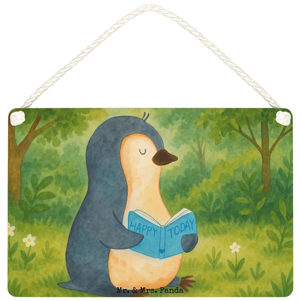 Mr. & Mrs. Panda Schild Pinguin Buch Design DIN A4 - Weiß - Geschenk, Urlaub, Ferien, Ausruhen, Wandbild Holz, wandtafel, holzbild, Türschild, Ni...
