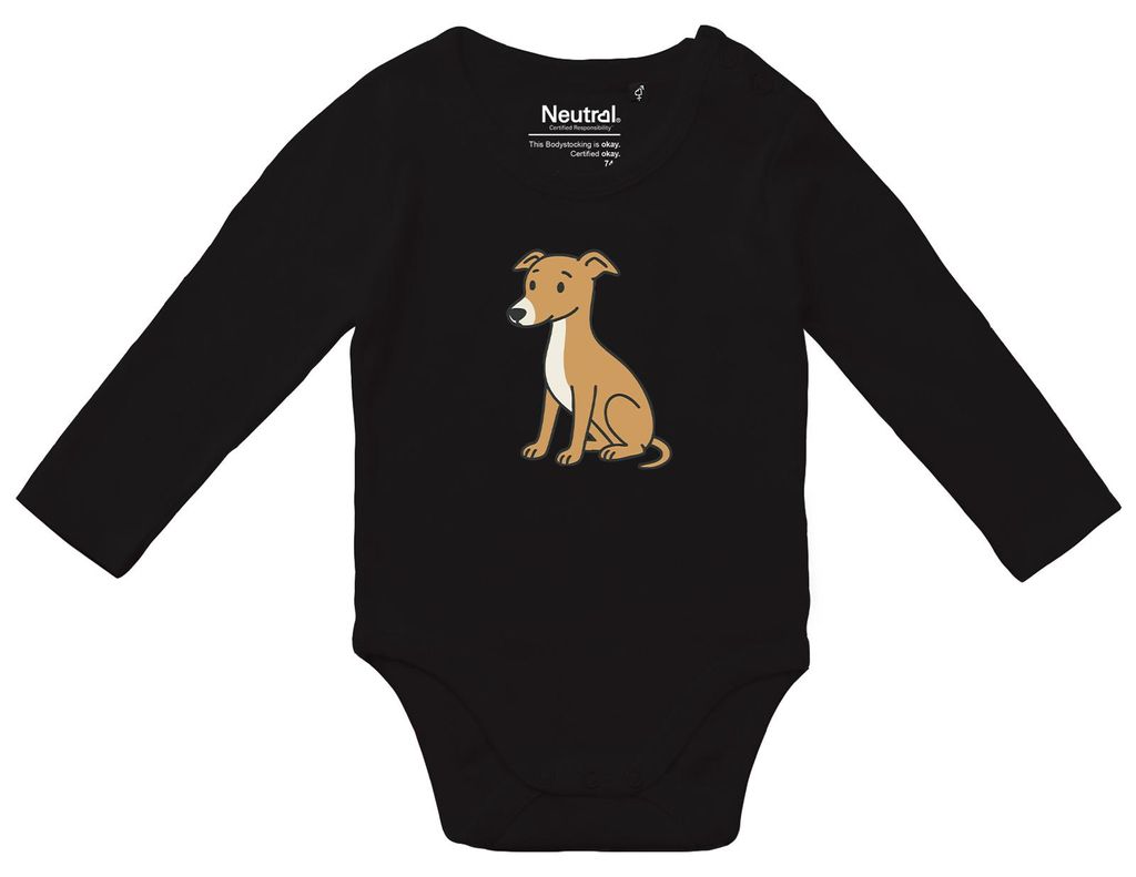 Huuraa Baby Body Whippet Comic Whippi 74 Black Baumwolle Fairtrade Langarmbody Geschenkidee