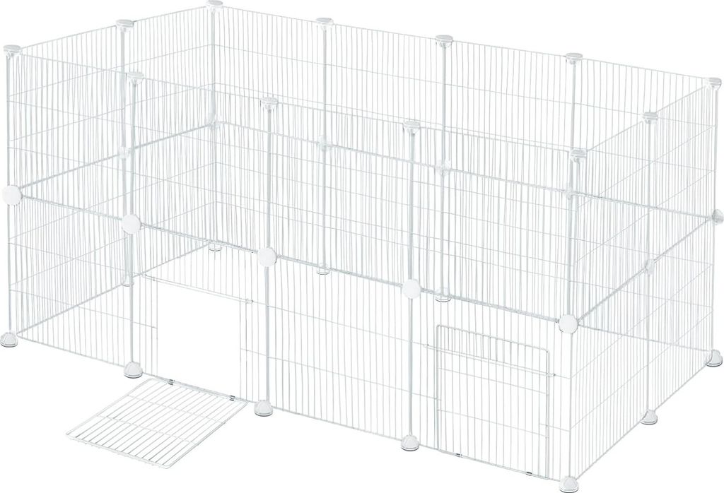 EUGAD Freigehege für Kleintiere DIY 72cm hoch Indoor&draußen, 142x72x72cm, Weiß