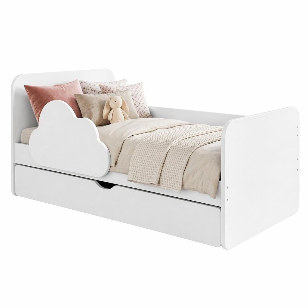 Letto bianco per bambini 160x80 cm con motivo a nuvole | Immagine del prodotto 