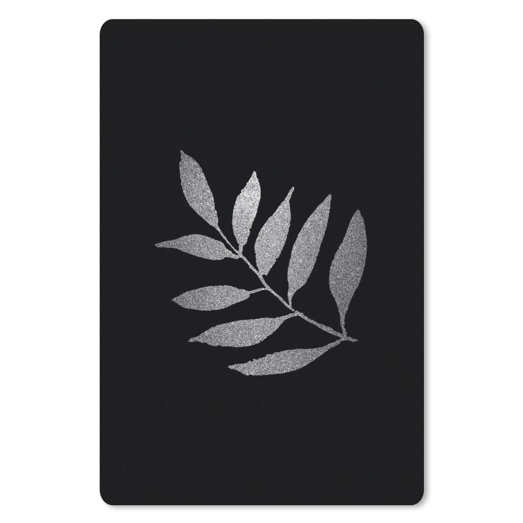 MuchoWow Mauspad Mousepad Zweig mit dünnen länglichen Blättern auf schwarzem Hintergrund - schwarz und weiß 18x27 cm - Mousepads - Maus Mat -...