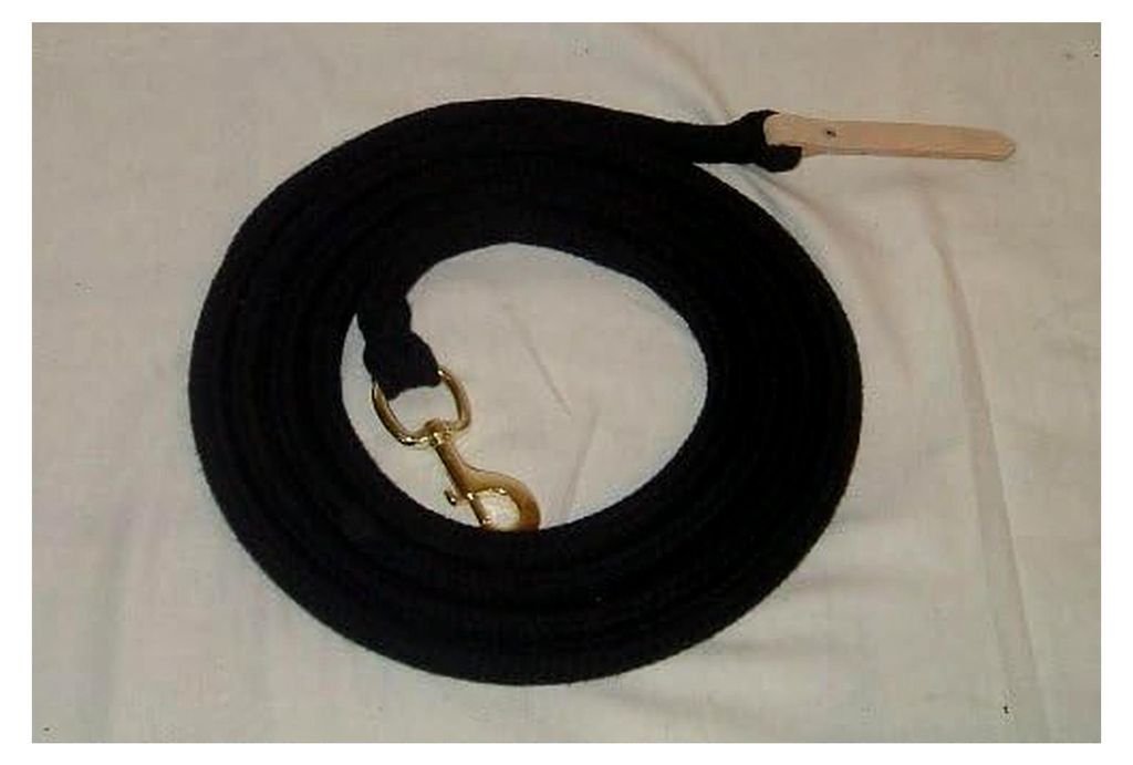 Bodenseil 3,65 m in Schwarz - Bodenleine aus Baumwolle mit Karabiner in Gold