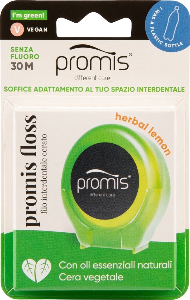 Promis Zahnseide - Recycelte Zahnseide | Sanft | Klinisch getestet | Ätherische Öle | Fluoridfrei | Vegan (grass green)