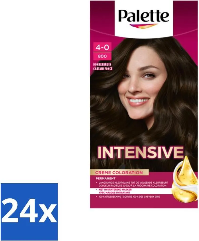 Adieu Cheveux Blancs avec Palette 800 Brun Foncé Pack Éco 24 Boîtes