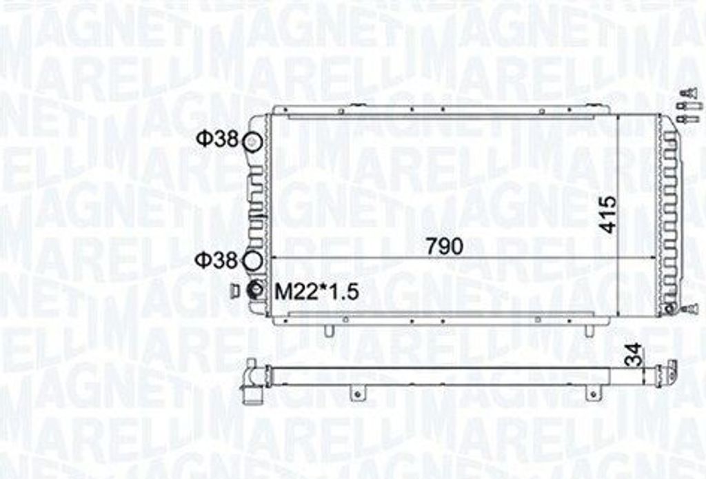 MAGNETI MARELLI 350213180900 Kühler Wasserkühler Motorkühler für FIAT DUCATO Pritsche/Fahrgestell (230) DUCATO Kasten (244) DUCATO Bus (230)