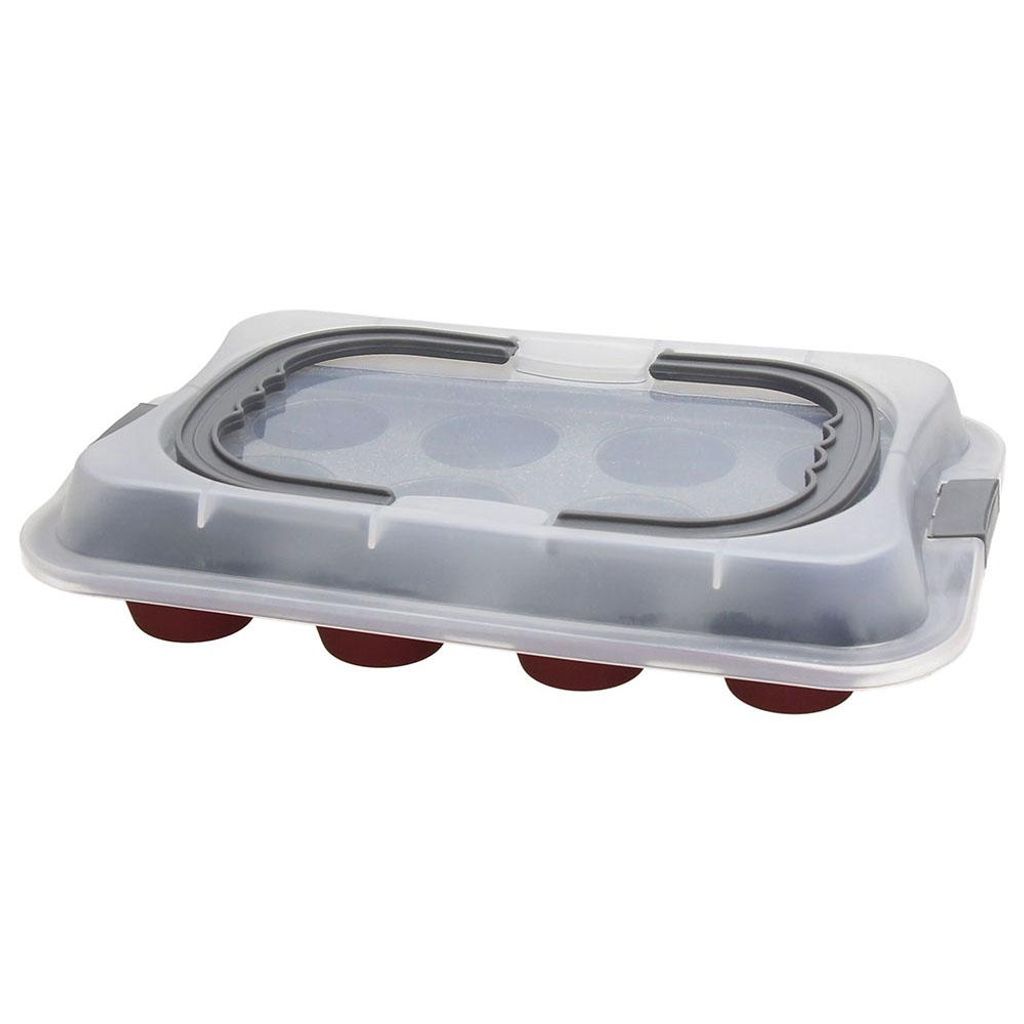 Tognana 12 TLG. Muffin Tortenförmchen Sweet Cherry mit Transporthaube, rechteckig, 37 x 25 x 7 cm
