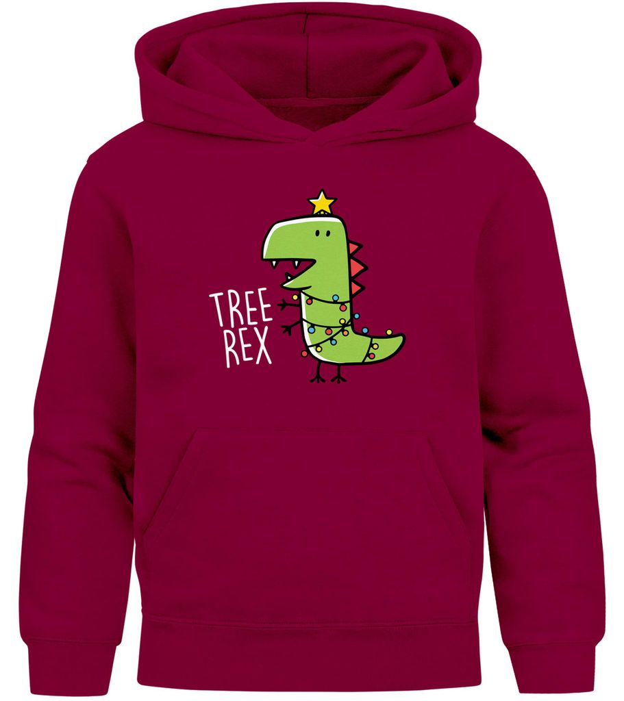 Kinder Hoodie Tree Rex Weihnachtspullover Dino Saurier DesignWeihnachtspullover Jungen Mädchen Weihnachtsoutfit Moonworks