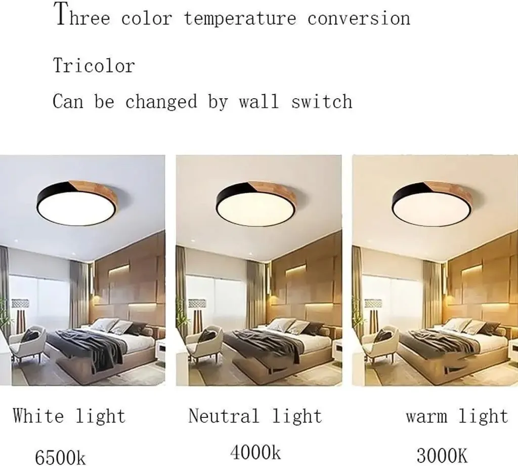 Plafonnier LED moderne rond noir 43W dimmable avec télécommande et design - 7