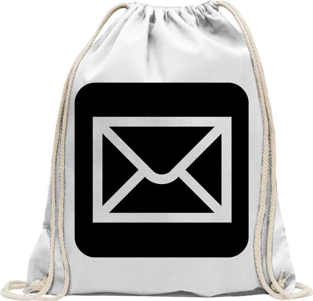 Kiwistar - Turnbeutel - weiss - Poststelle Postamt Piktogramme - Fun Rucksack Sport Beutel Gymsack Baumwolle mit Ziehgurt