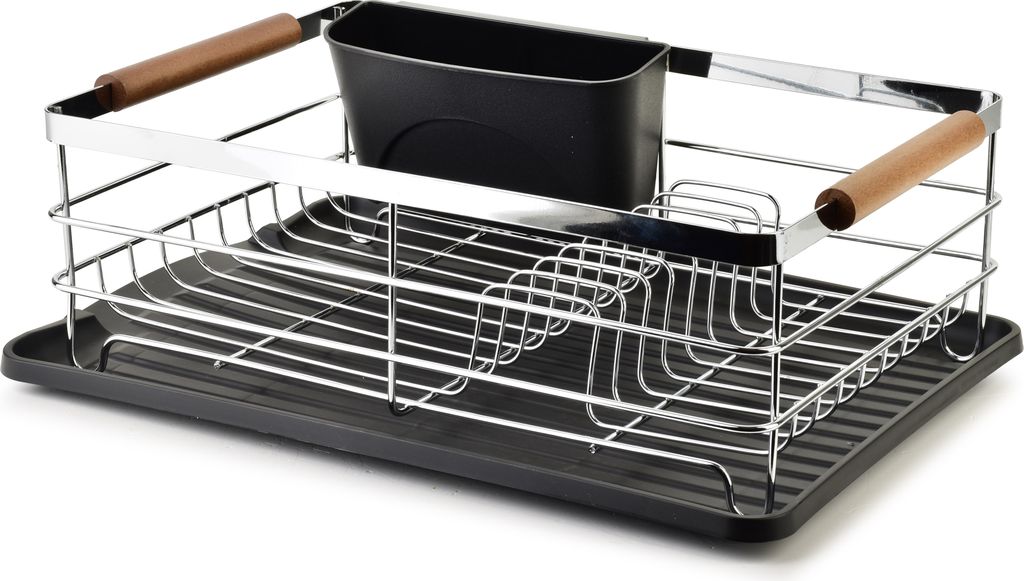 Geschirrabtropfer verchromtes Metall Basic Kitchen BASIC 44x31,8x14,3 cm Silber/Schwarz 1 Stück