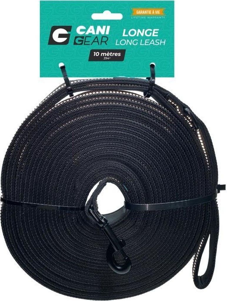 10 m Hundeleine – Weiches Neopren mit Griff – Schwarz