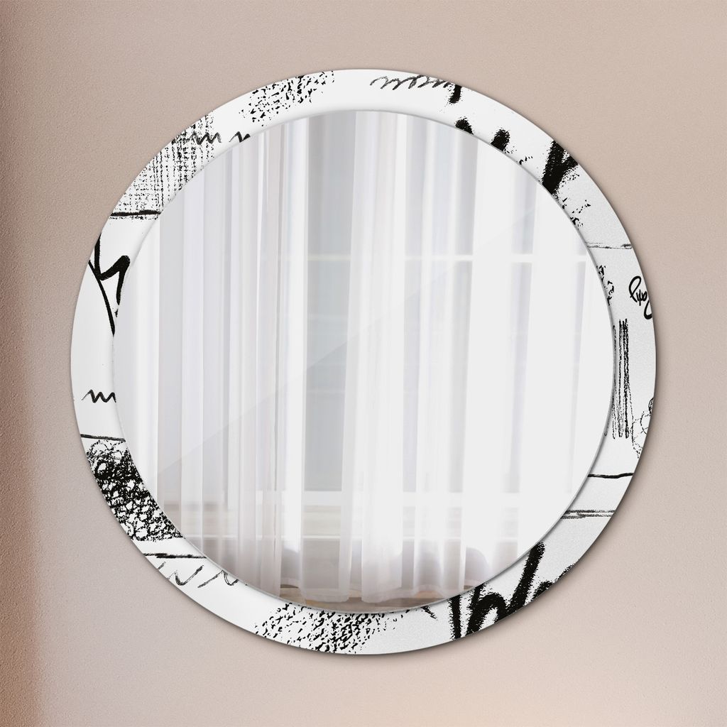Spiegel - Mirror zum Wandspiegel Schlafzimmer – Schminkspiegel- Graffiti Muster- Ø100cm