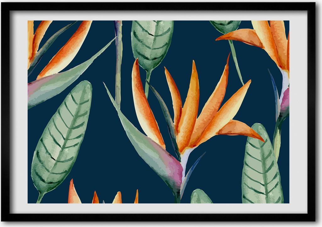 Bild - Bilder - Bilderrahmen - 70 cm x 50 cm - MDF-Rahmen, Wandkunst Strelitzia reginae