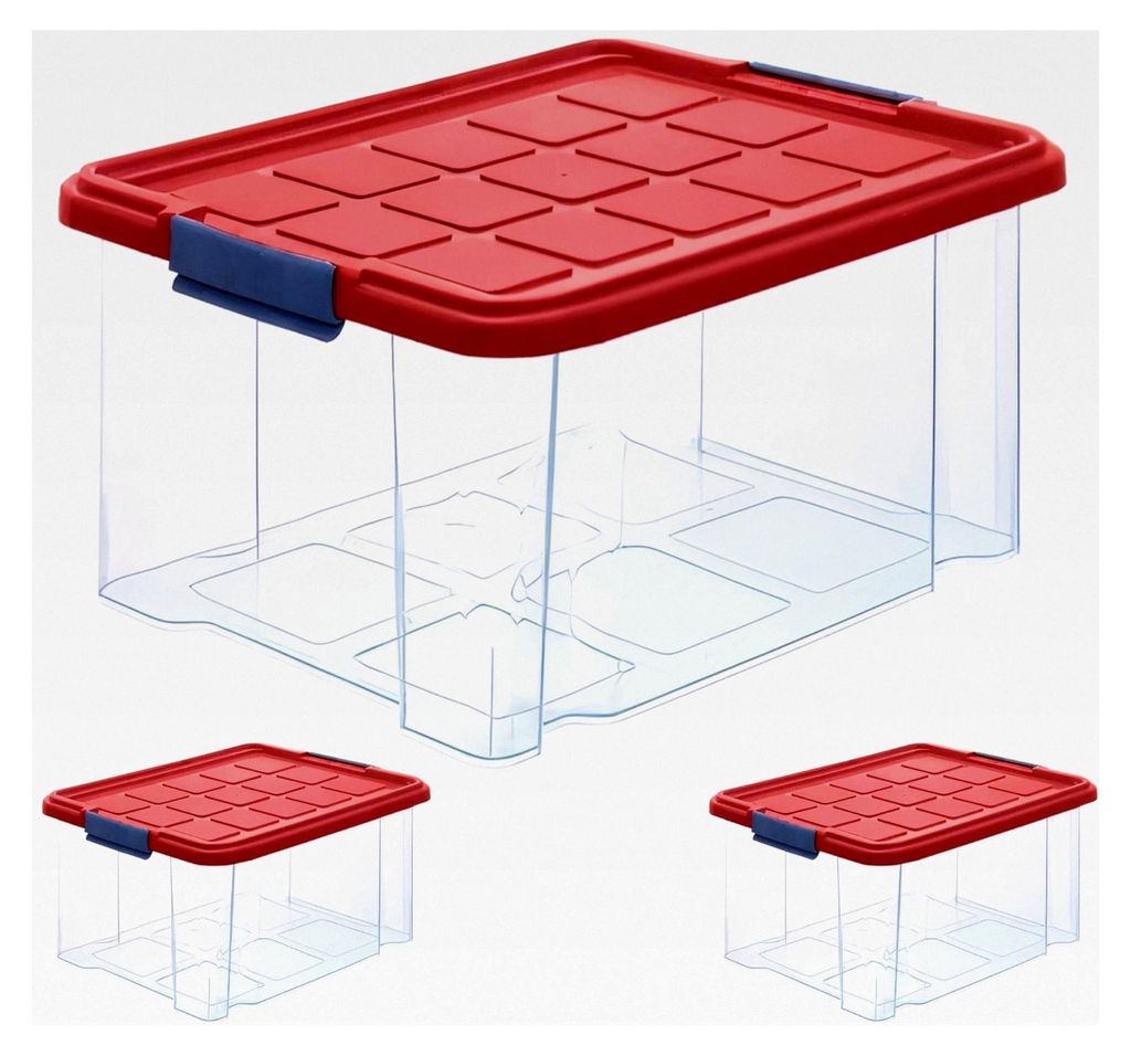 3 x Aufbewahrungsboxen aus Kunststoff M, 15L - 40 x 29 x 21 cm, mit Deckel, Eurobox, stapelbar
