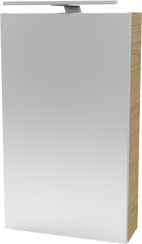 Fackelmann B.STYLE Spiegelschrank mit LED-Beleuchtung Alibertschrank für Bad und Gäste-WC (40 x 68 x 15,3 cm) SBC Badschrank mit Spiegel in Hol...