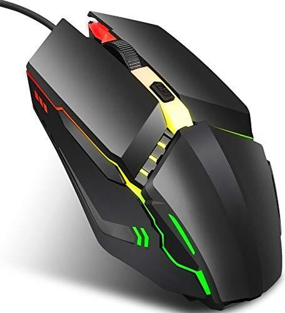 VBestLife Wired Gaming Maus -PC -Mäuse schwarzer Computer RGB Hintergrundbeleuchtung Buntes leuchtendes optisches 4D ergonomisches Designteile