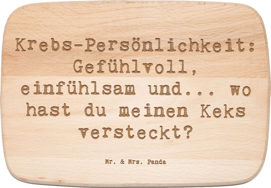 Mr. & Mrs. Panda Schneidebrett Holz Spruch Krebs Gefühlswelt - Transparent - Geschenk, Holzbrett, emotional, Horoskop, fürsorglich, vesperbrett, ...