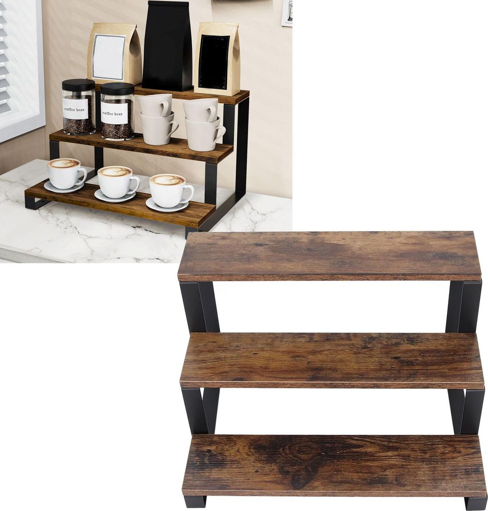 3-stufiger Präsentationsständer für die Küchenarbeitsplatte, Parfüm-Puppen-Sammlungs-Organizer, breites Regal