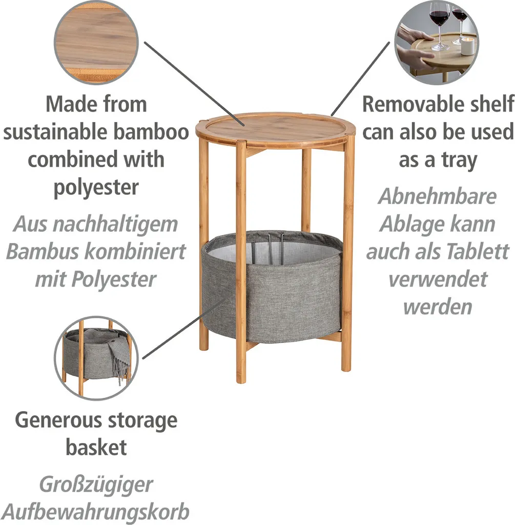 Table d'appoint WENKO Bahari en bambou, support idéal pour ordinateur - 2