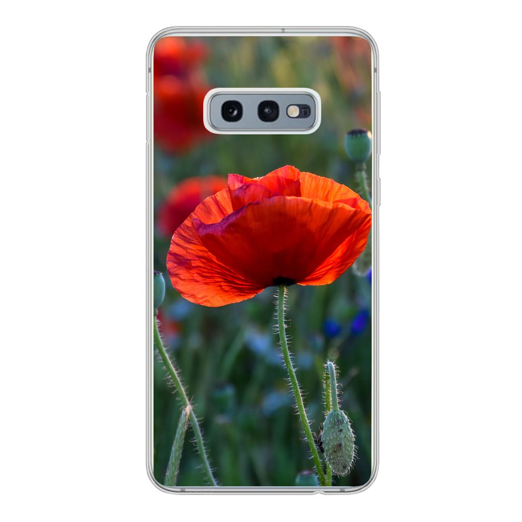 MuchoWow Handyhülle Schutzhülle Hülle für Samsung Galaxy S10e Bunte Mohnblumen in den Niederlanden Silikon Softcase Handy Hülle - Handy