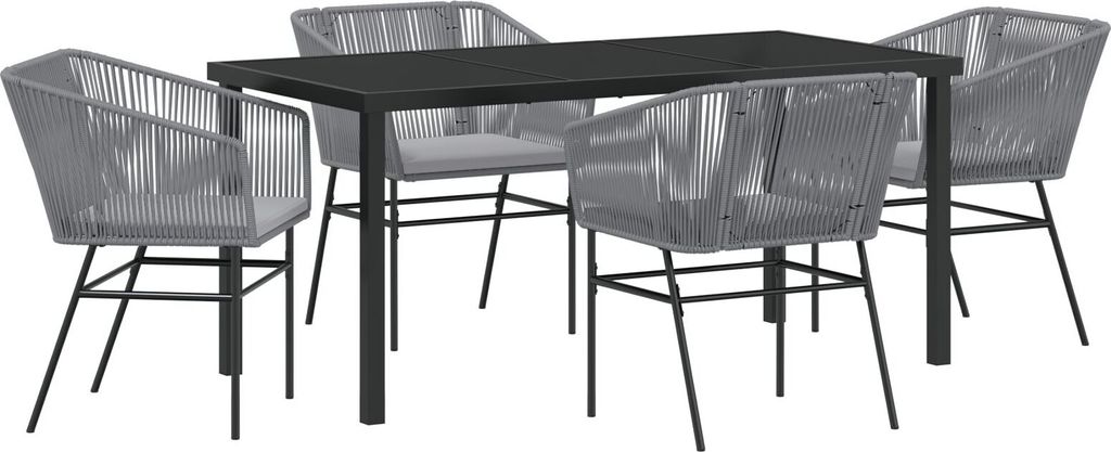 Möbel 5-teiliges Garten-Dining-Set mit Kissen grau Poly Rattan - Gartenstühle 3380935