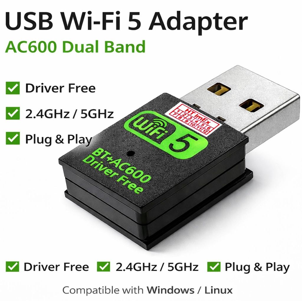 WLAN Bluetooth 2in1 USB Stick 600Mbit/S Adapter Mini PC