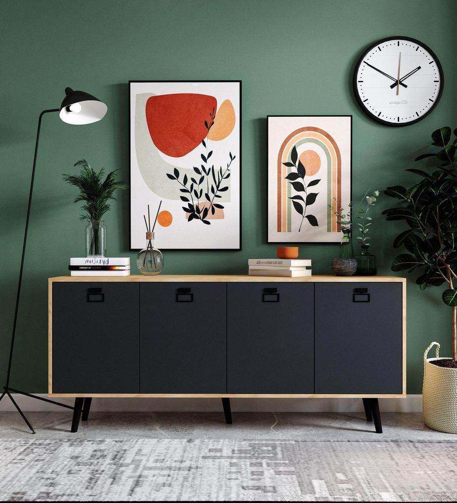 Skye Decor, Hochwertiger Konsolentisch, 180 x 80 x 45 cm, Sapphire Oak & Anthrazit | 100% melaminbeschichtete Spanplatte, 30 kg Tragfähigkeit | Wa...