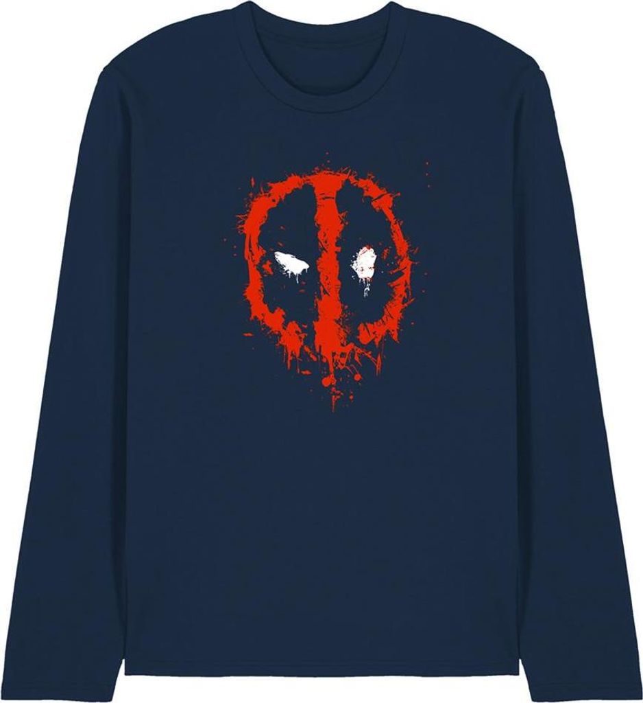 Deadpool - T-Shirt für Herren/Damen Uni, Logo, Langärmlig TV28596 (XXL) (Marine)