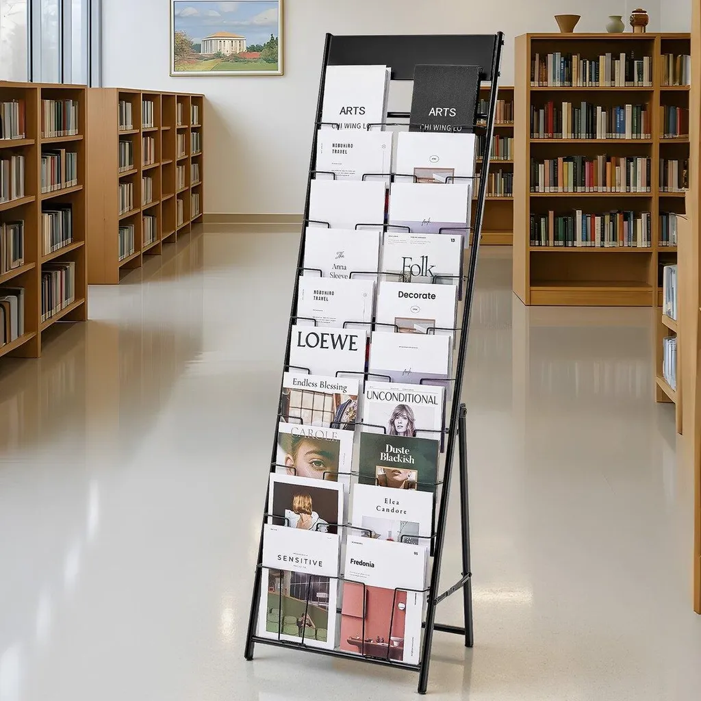 Présentoir à brochures 20 compartiments en métal noir pour salons pro - 8