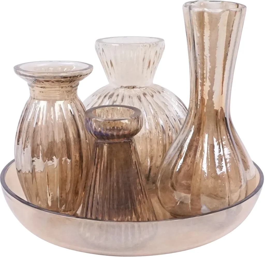 Set de 5 petits vases design en verre POESIE aux formats assortis 7061