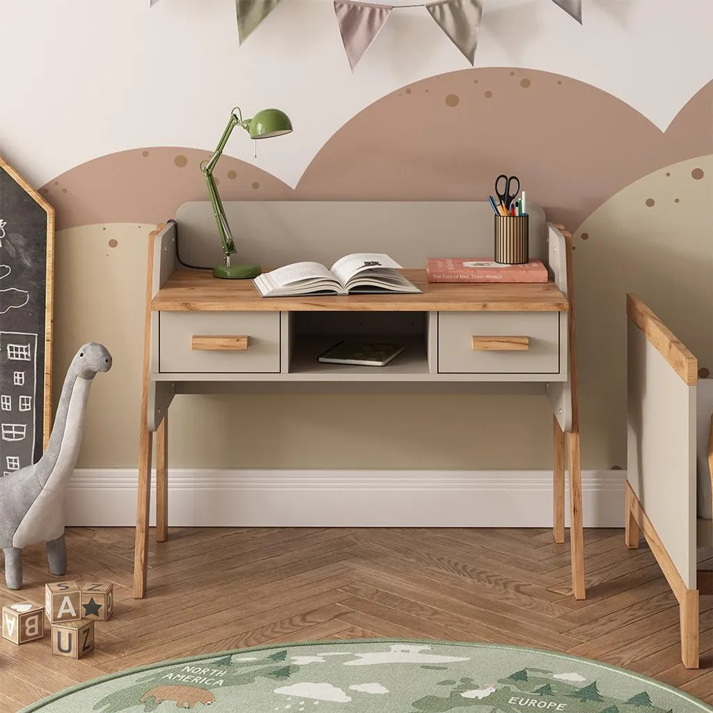 Bureau de Travail avec 2 Tiroirs Malia Coloris Cachemire 97x51 cm