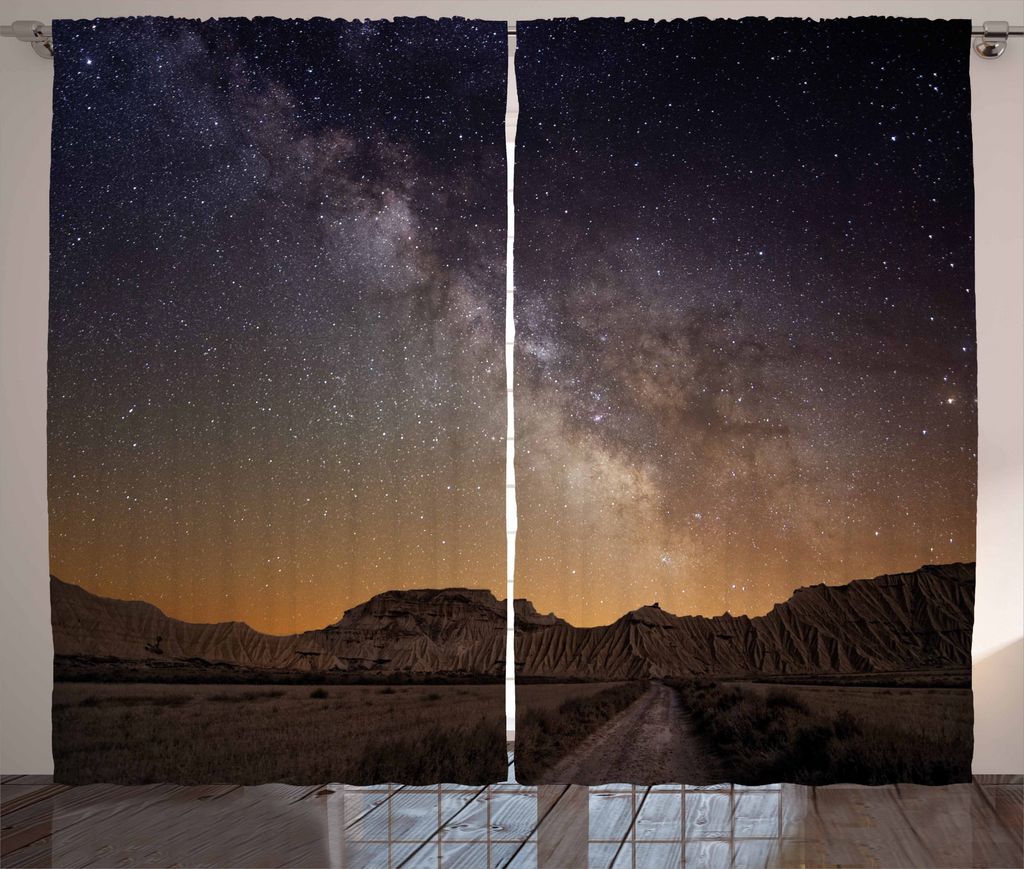 ABAKUHAUS Nacht Rustikaler Gardine, Wüste von Bardenas Sterne, Schlafzimmer Kräuselband Vorhang mit Schlaufen und Haken, 280 x 175 cm, Zwetschge ...