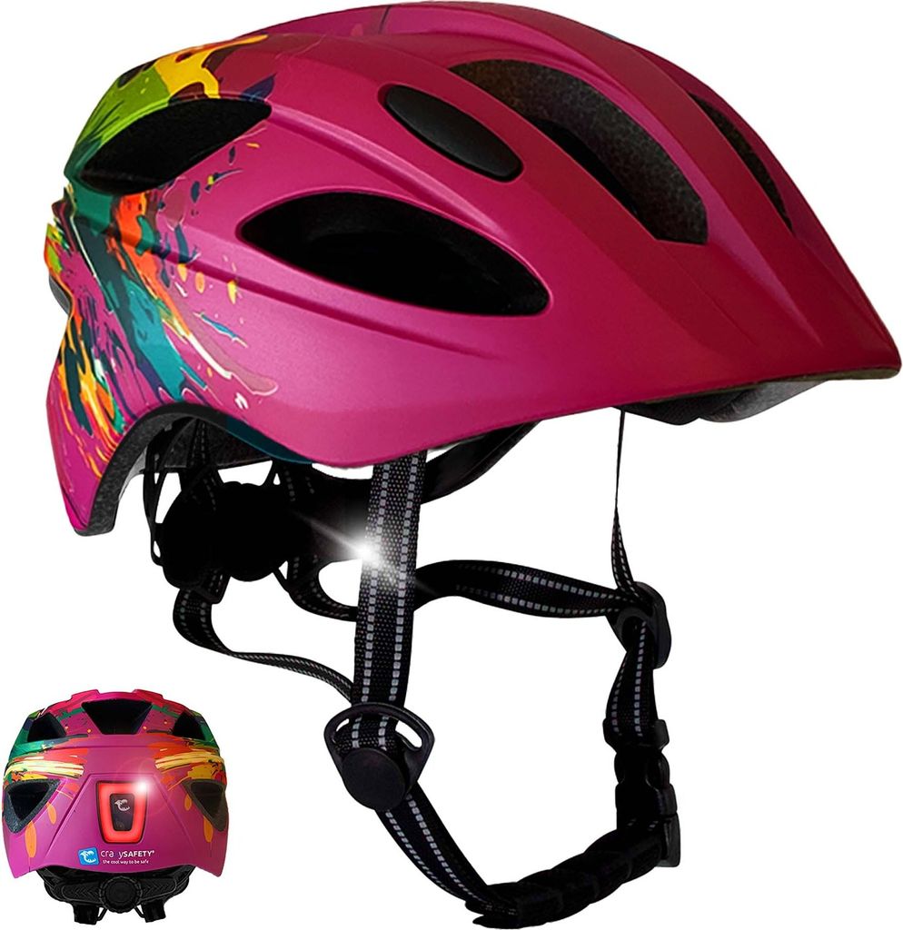 Fahrradhelm für Kinder 6-12 Jahre|Rosa Splash|Crazy Produktbild 