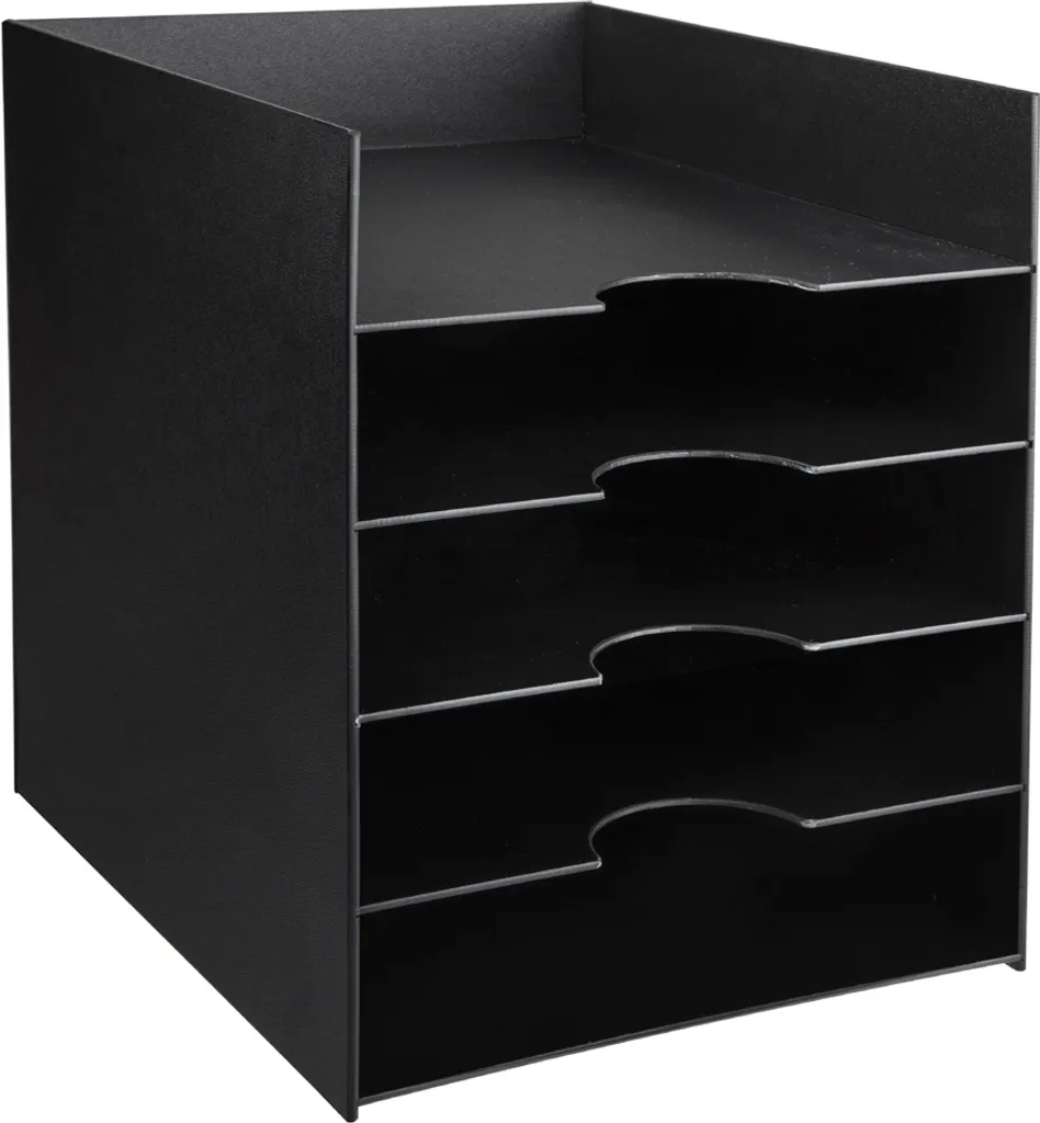 Rangement courrier 5 compartiments pour tri de formulaires A4 noir mat