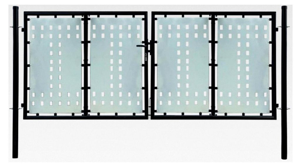 Schwarzes Doppeltür-Zauntor 300 x 175 cm