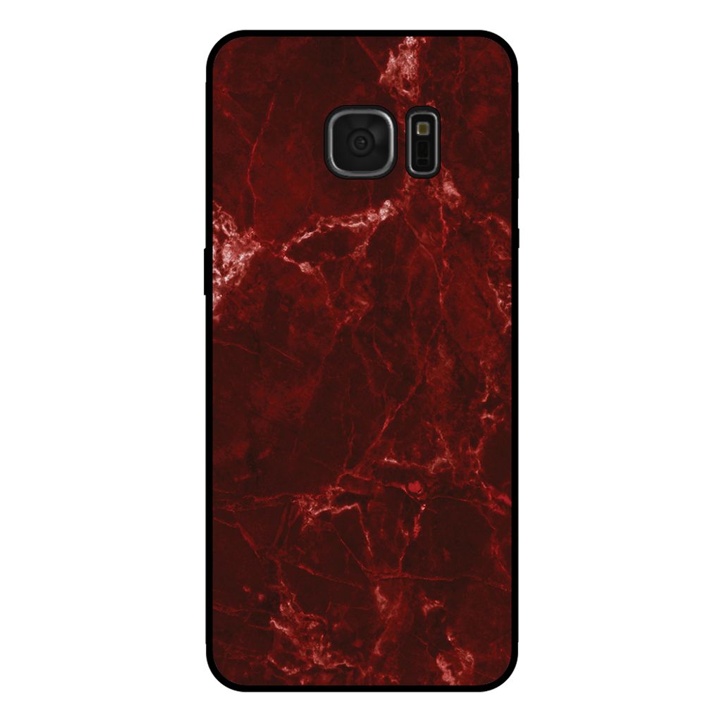 Smartphonica Handytasche für Samsung Galaxy S7 Edge mit Marmordruck - TPU Rückseite Fall Marmor Design - Rot