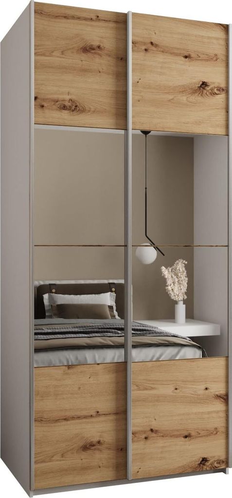 MEBLE KRYSPOL LUX 4 Schrank - 245,5x100x64cm - Weiß, Artisan, Silber